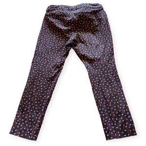 Old Navy Mid Rise Navy and Floral Pixie Work Casual Pant